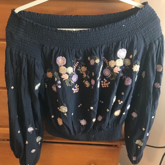 NWT Free People off the shoulder blue top! - Picture 2 of 5